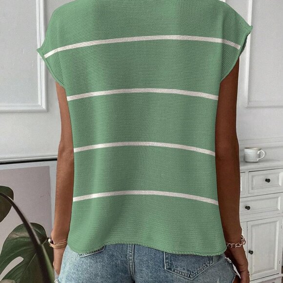 Women's Sleeveless Sweater Vest Knit V Neck Cap Sleeve Casual Tank Top - Picture 3 of 3